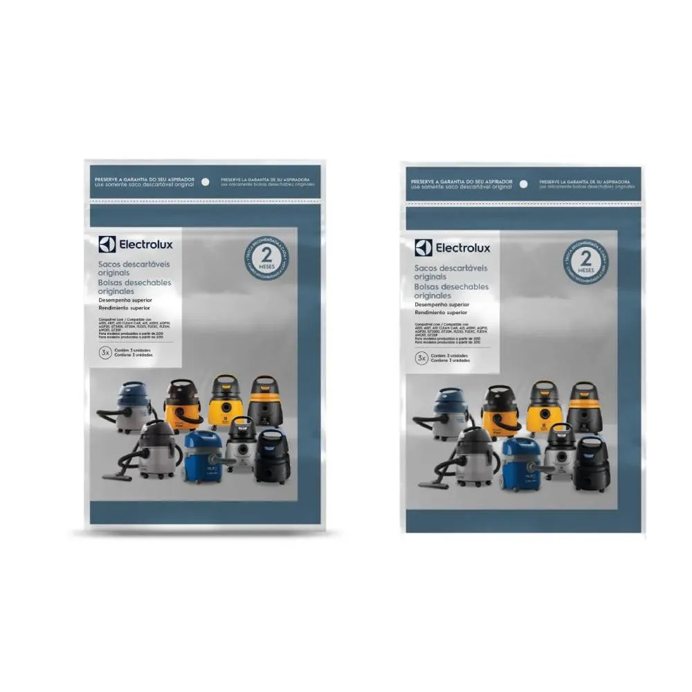 2 Kits 3 Sacos de aspirador de pó - Modelos A10, Acqua Power e Gt2000 (CSE10) Electrolux