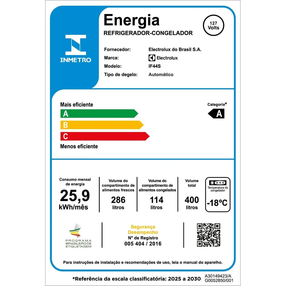 Geladeira Electrolux Frost Free 400L AutoSense Inverter Duplex Inox Look (IF44S)