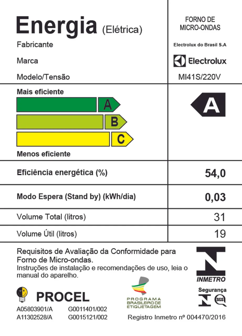 Micro-ondas Electrolux 31L cor Inox Espelhado com Painel Integrado e Função Tira Odor (MI41S)