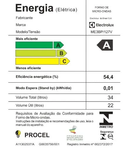 Micro-ondas de Embutir Electrolux 34L Preto Experience com Descongelamento Assistido (ME3BP)