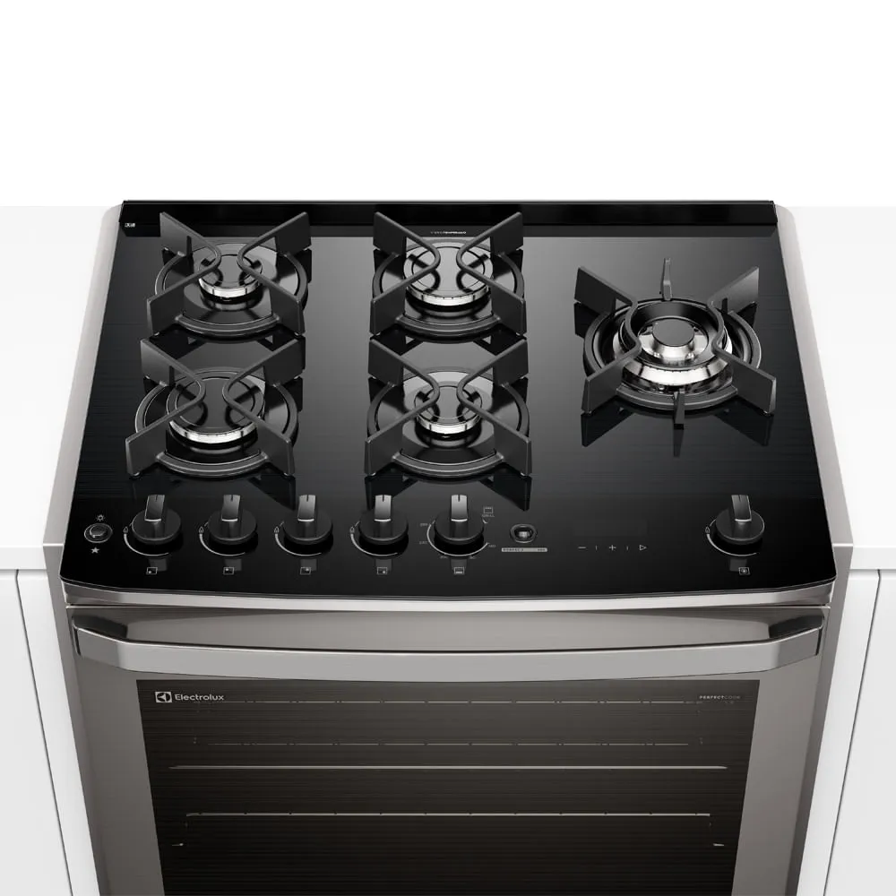 Fogão de Embutir 5 bocas Electrolux Cinza Experience Mesa Vidro, Grill e PerfectCook360 (FE5EG)
