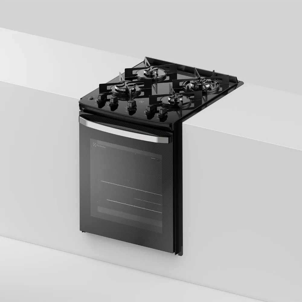 Fogão de Embutir 4 bocas Electrolux Preto Experience Mesa de Vidro e Tripla Chama (FE4BP)
