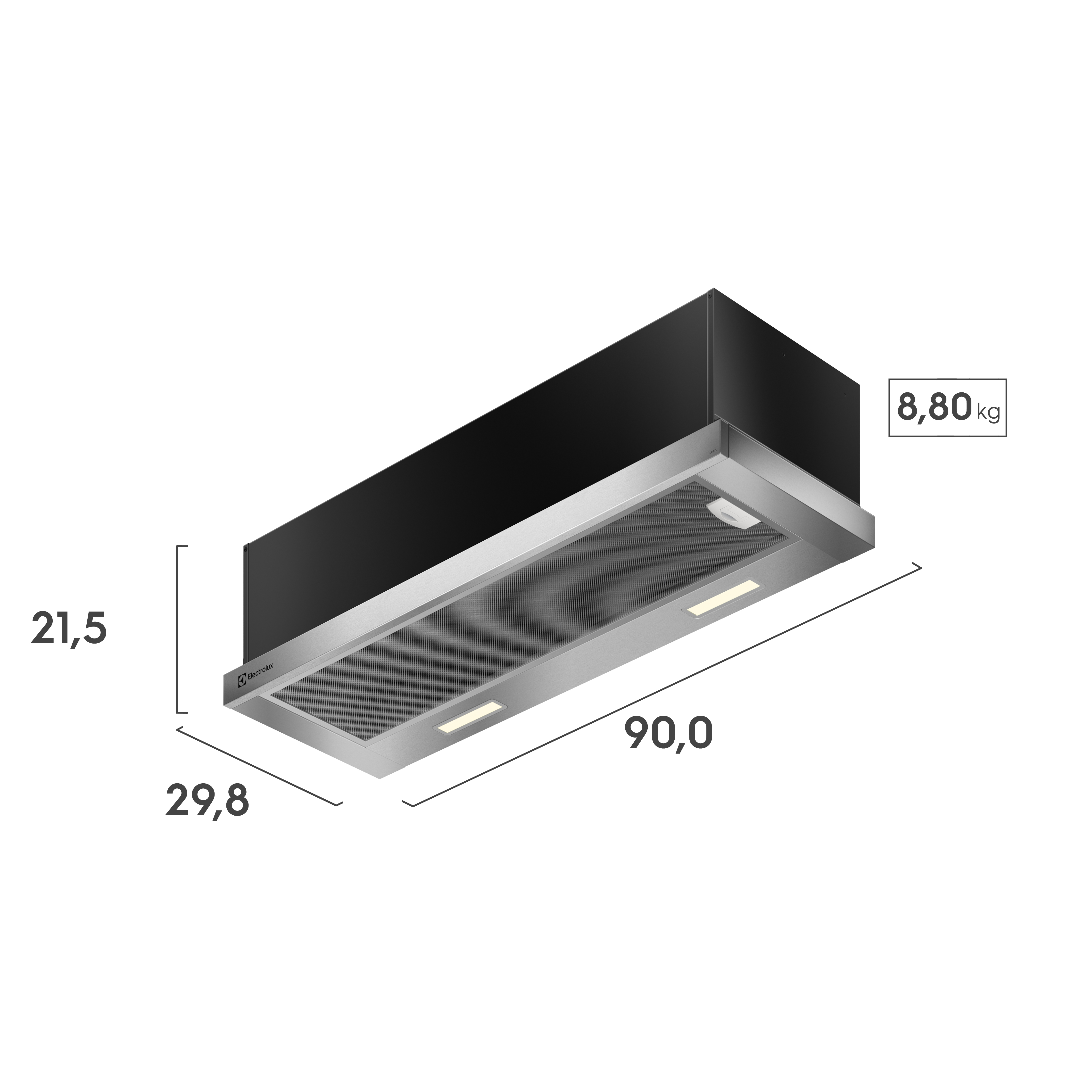 Depurador de Ar Electrolux 90cm Retrátil Inox Efficient com Luz de Led (DE9RS)