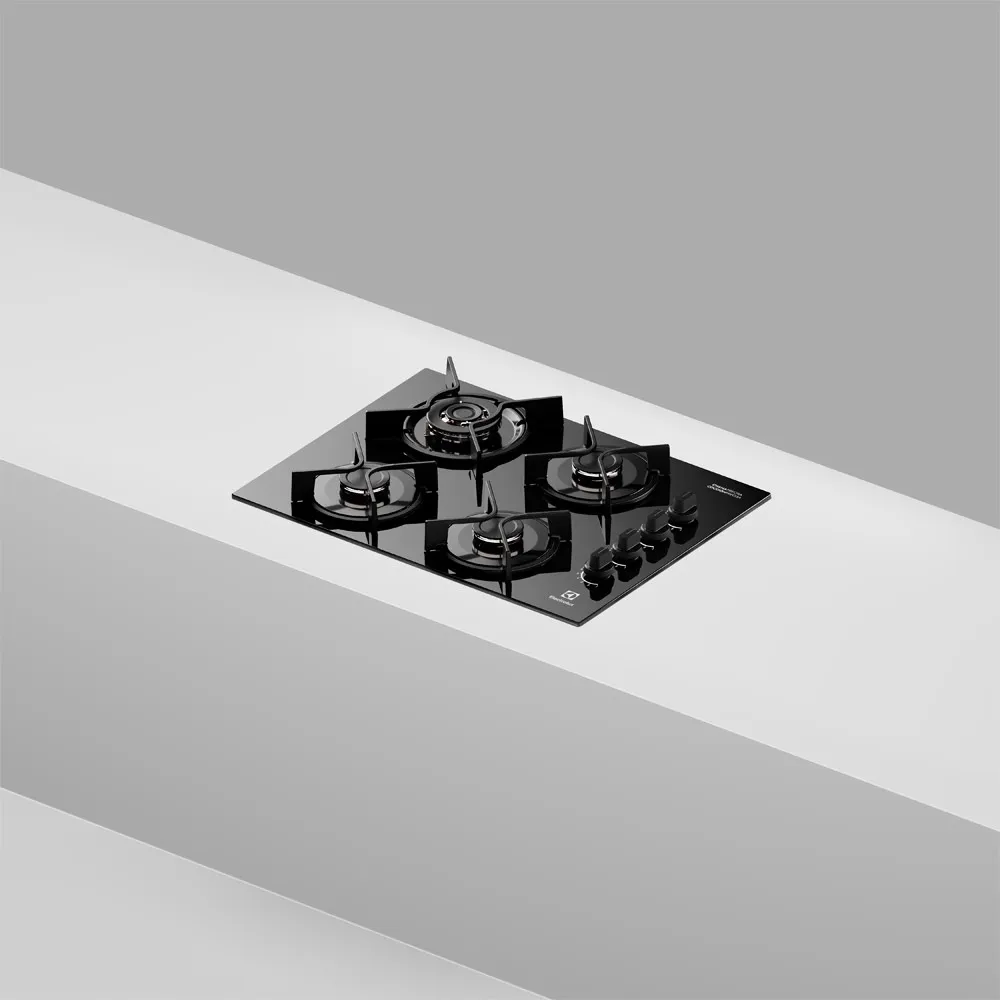 Cooktop 4 Bocas a Gás Electrolux Mesa Vidro Experience Tripla Chama e Grade de Ferro (KE4GC)
