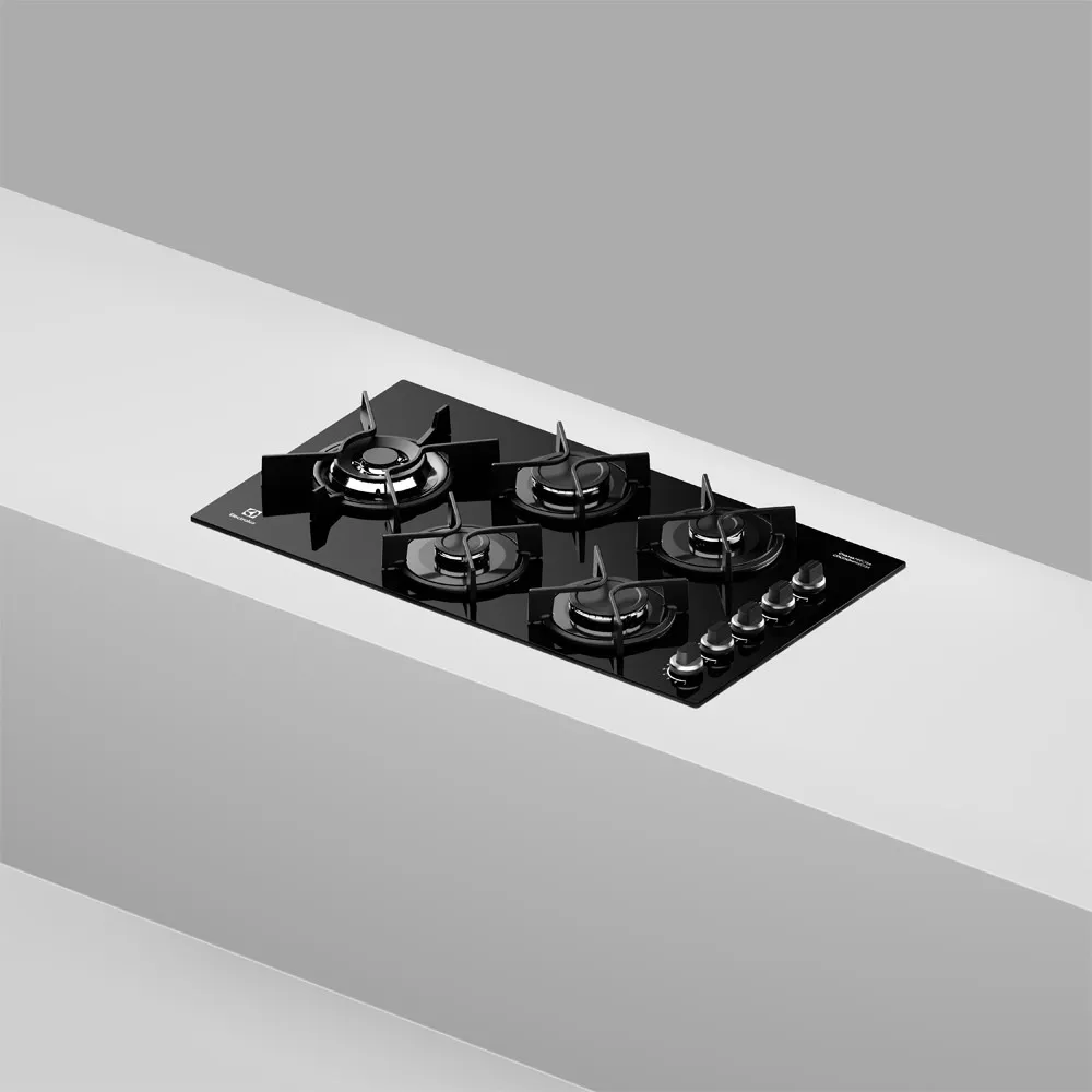 Cooktop 5 Bocas a Gás Electrolux Mesa Vidro Expert ChamaPrecisa e Grade Ferro Fundido (KE5GW)