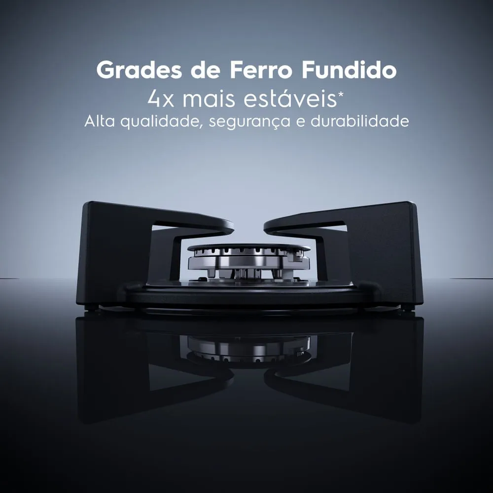 Cooktop 5 Bocas a Gás Electrolux Mesa Vidro Expert ChamaPrecisa e Grade Ferro Fundido (KE5GW)
