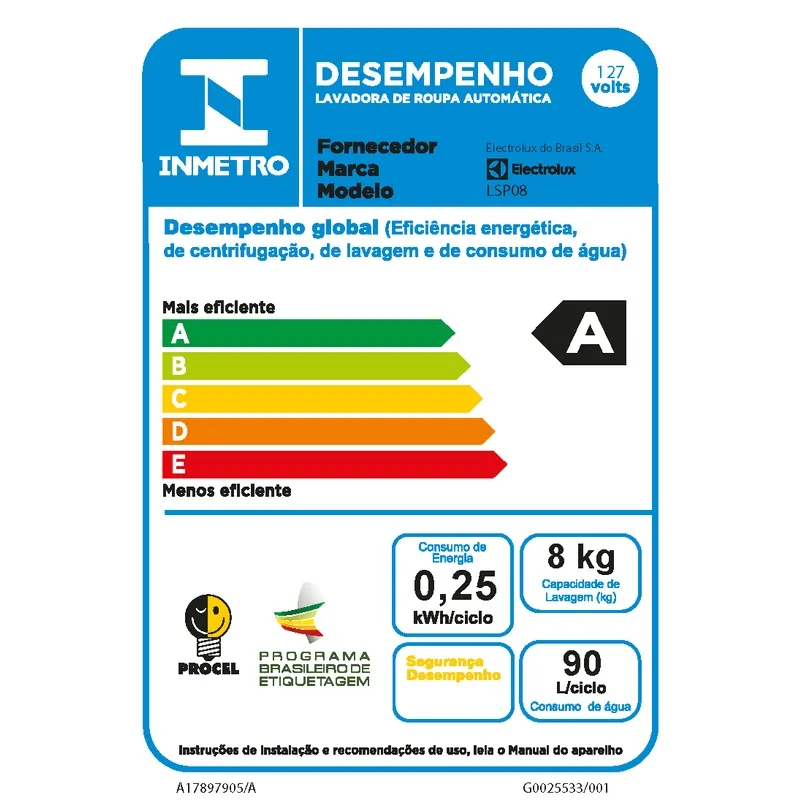Lava e Seca Electrolux 8Kg Branca Perfect Care Inverter com Água Quente/Vapor (LSP08)