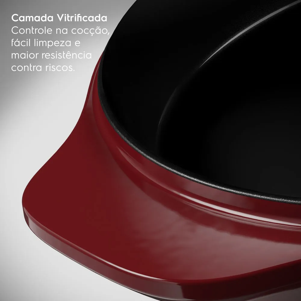 Frigideira de Ferro Fundido Esmaltado Electrolux Expert 26cm Vermelha